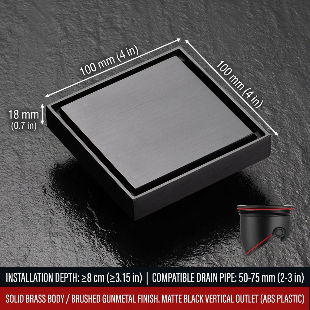 Premium Copper Tile-Insert Shower Drain Anti-Odor