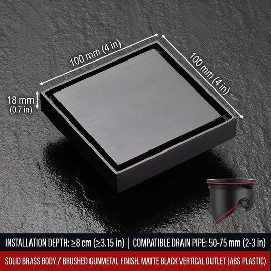 Premium Copper Tile-Insert Shower Drain Anti-Odor