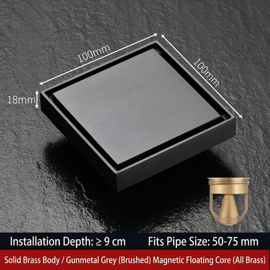 Premium Copper Tile-Insert Shower Drain Anti-Odor