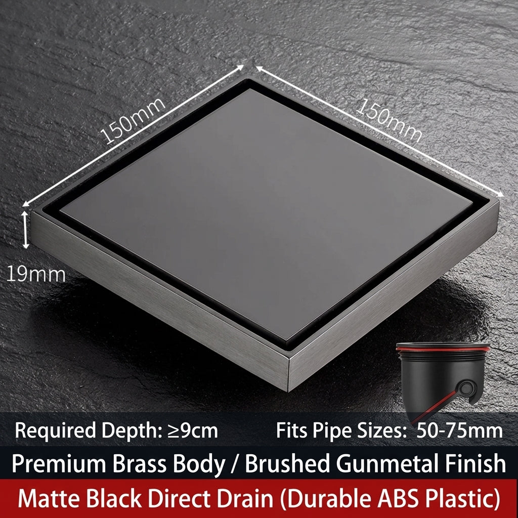 Premium Copper Tile-Insert Shower Drain Anti-Odor
