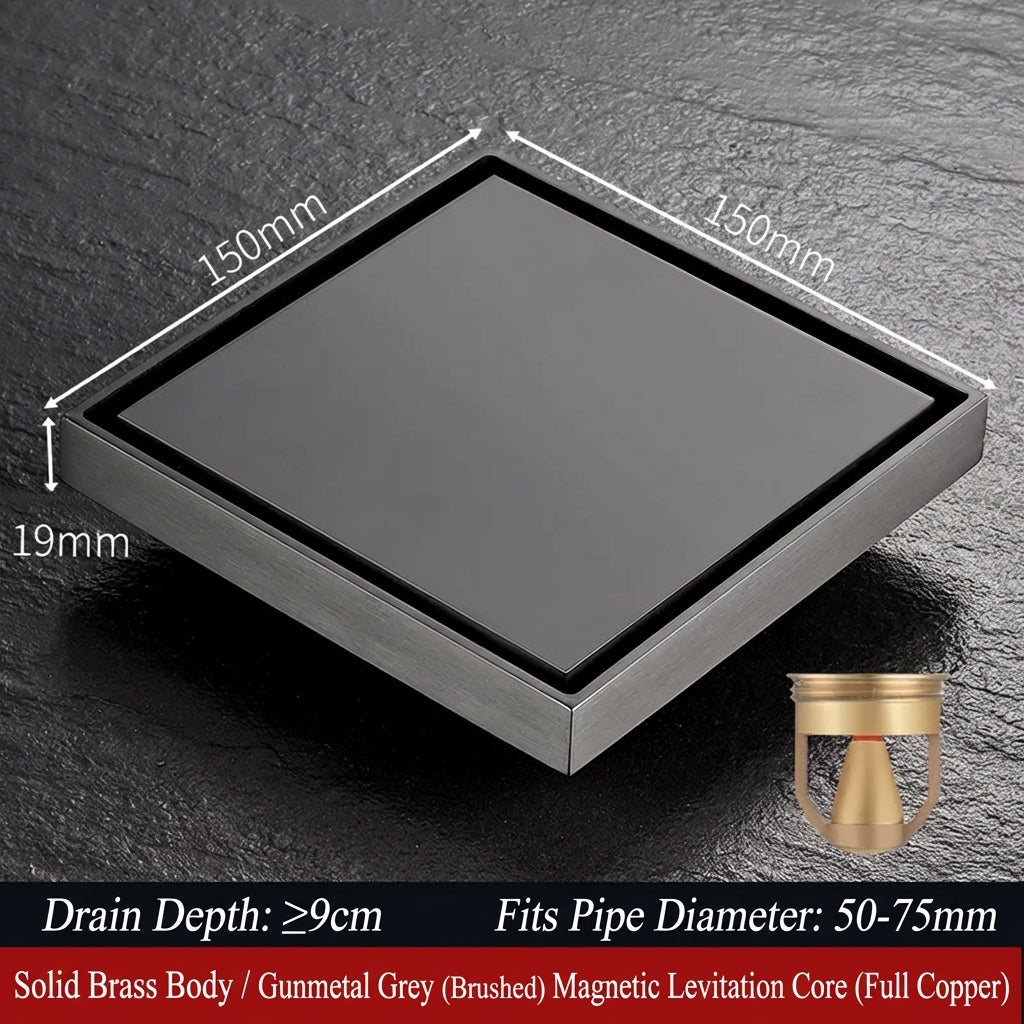 Premium Copper Tile-Insert Shower Drain Anti-Odor