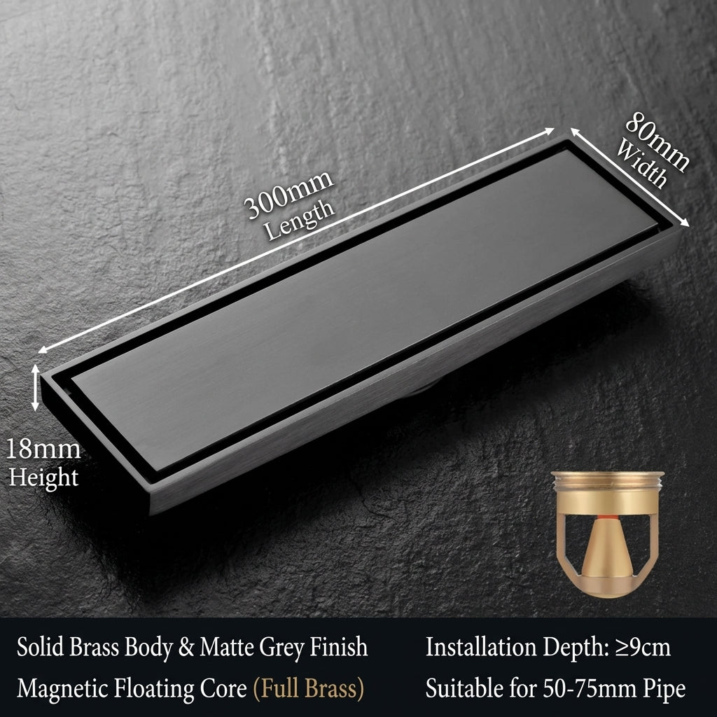 Premium Copper Tile-Insert Shower Drain Anti-Odor