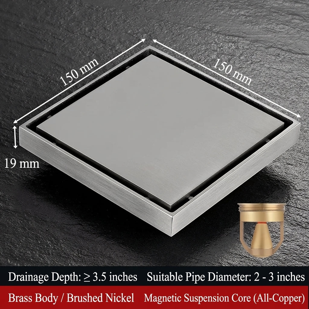 Premium Copper Tile-Insert Shower Drain Anti-Odor