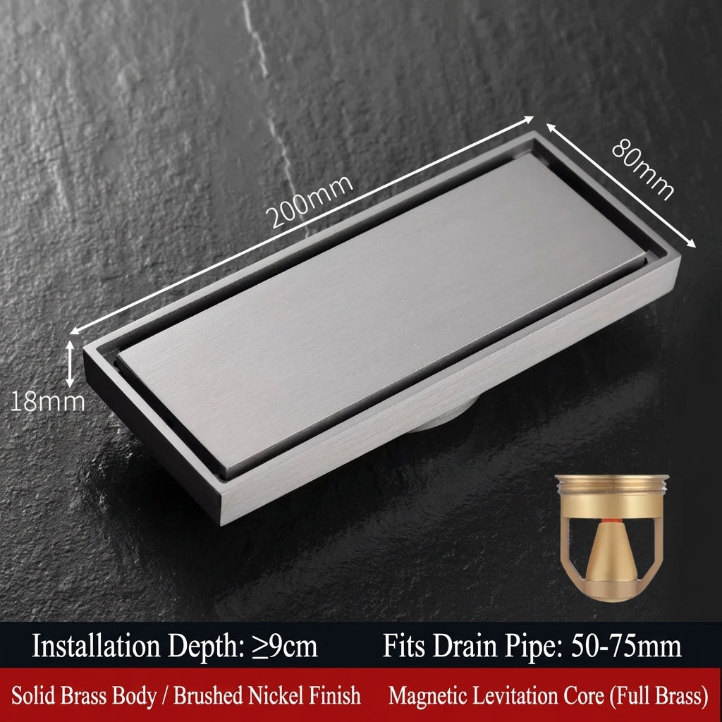 Premium Copper Tile-Insert Shower Drain Anti-Odor
