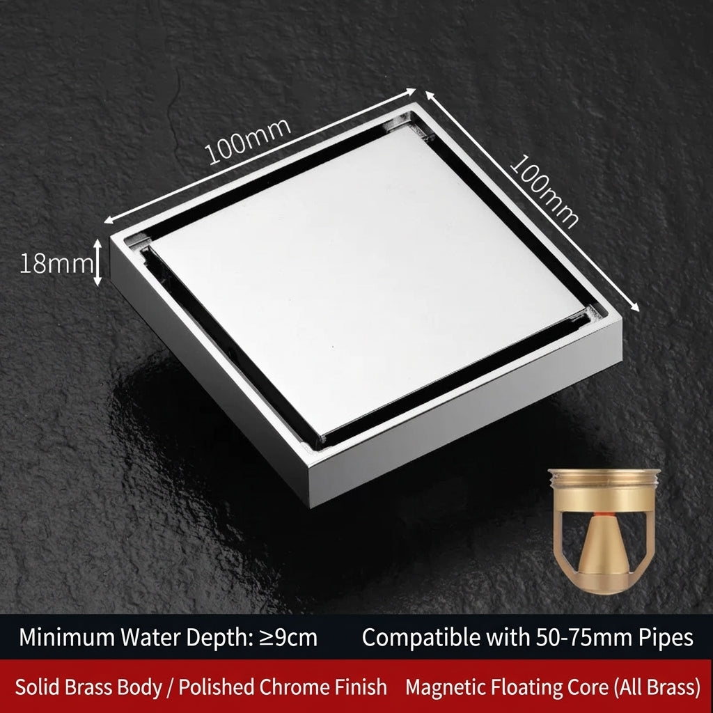 Premium Copper Tile-Insert Shower Drain Anti-Odor