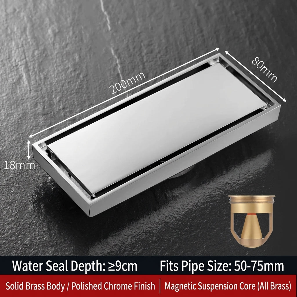 Premium Copper Tile-Insert Shower Drain Anti-Odor