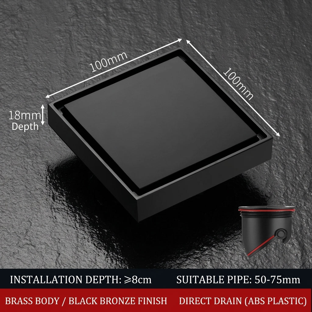 Premium Copper Tile-Insert Shower Drain Anti-Odor