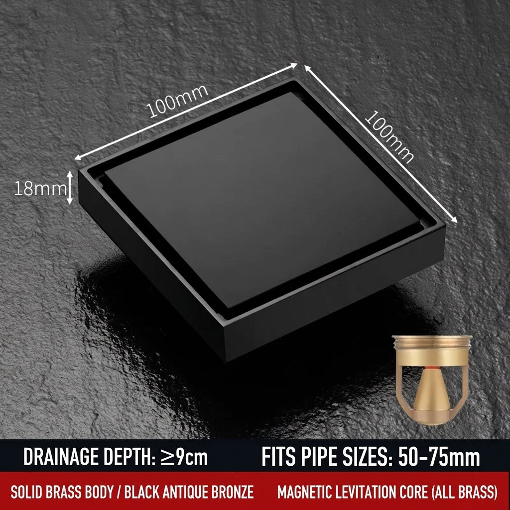 Premium Copper Tile-Insert Shower Drain Anti-Odor