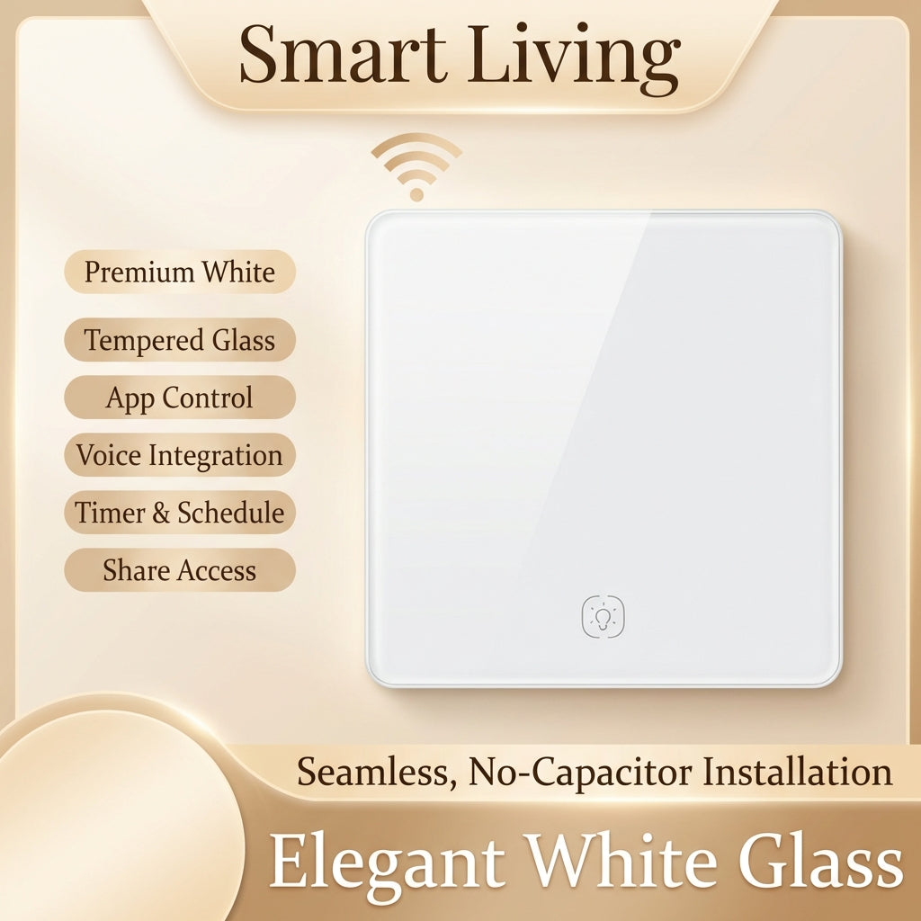 Tuya Smart WiFi Smart Light Switches glass panel No Neutral