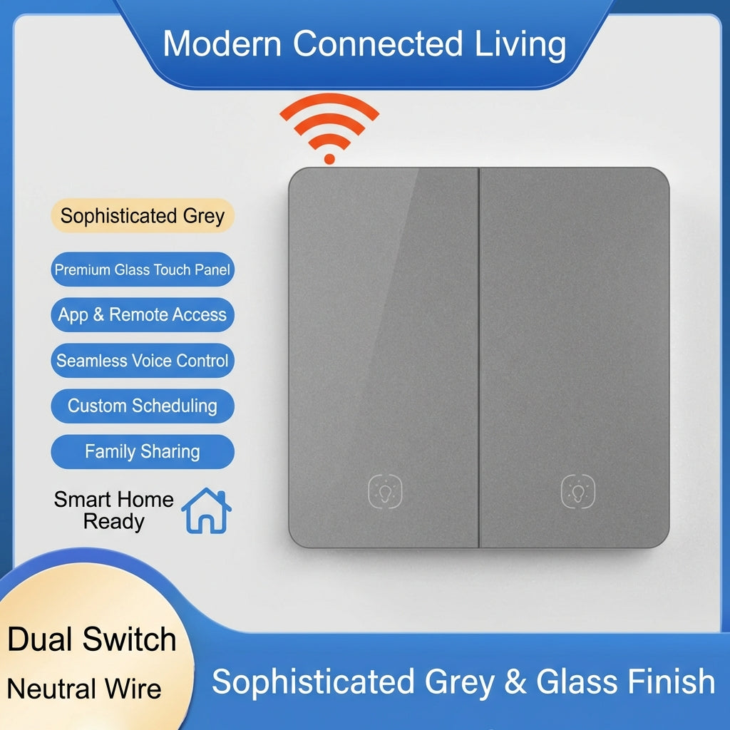 Tuya Smart WiFi Smart Light Switches glass panel No Neutral