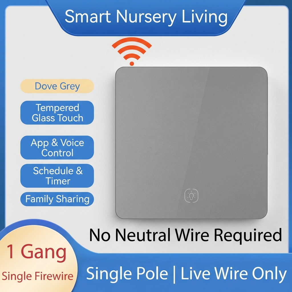 Tuya Smart WiFi Smart Light Switches glass panel No Neutral