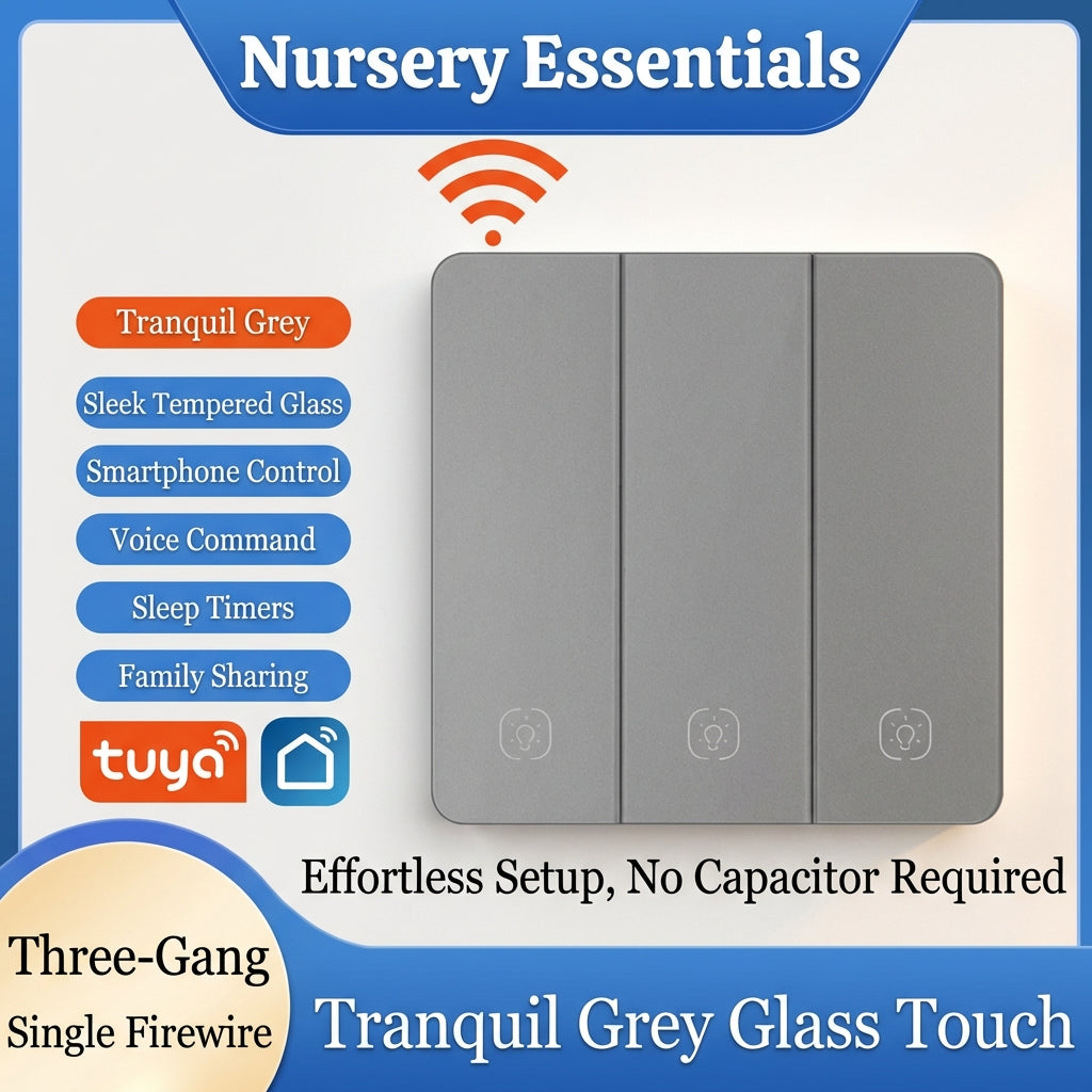 Tuya Smart WiFi Smart Light Switches glass panel No Neutral