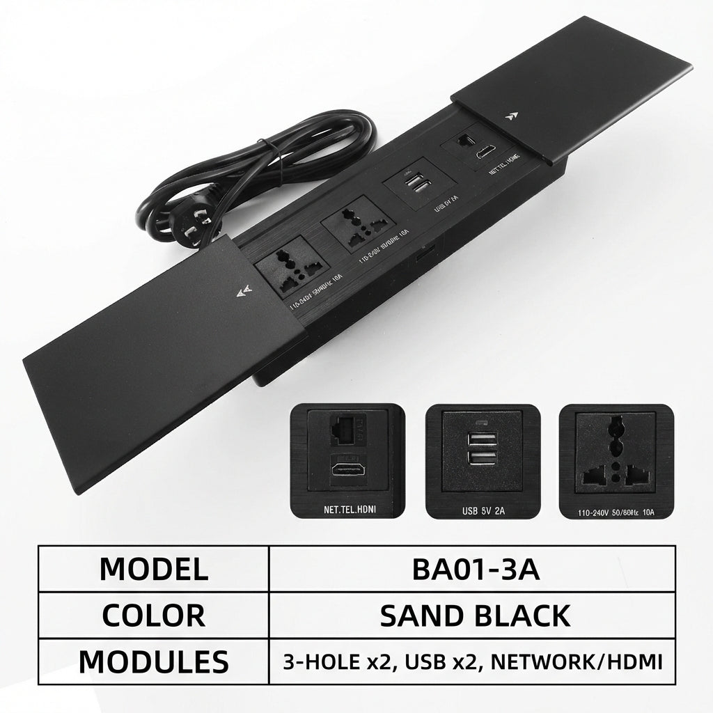 Sliding Desk Power Strip with Wireless Charger