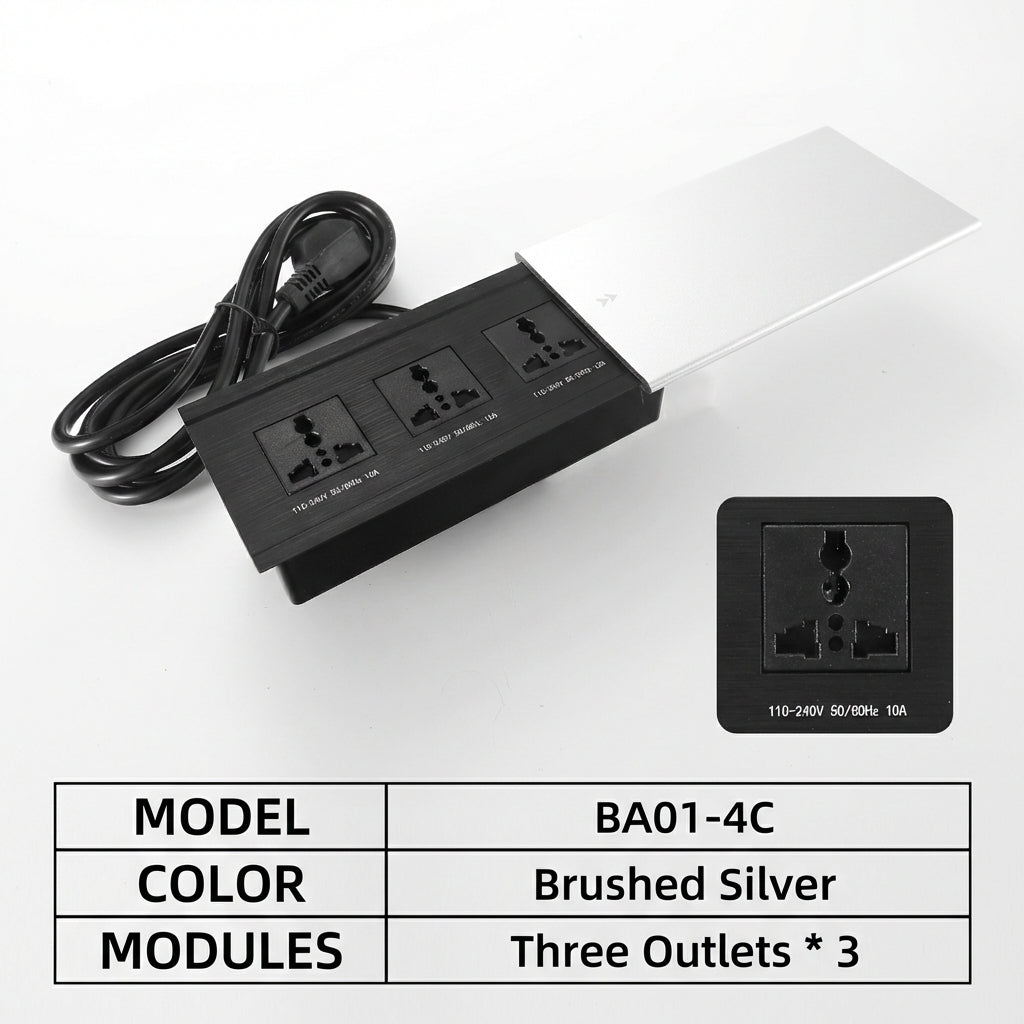 Sliding Desk Power Strip with Wireless Charger
