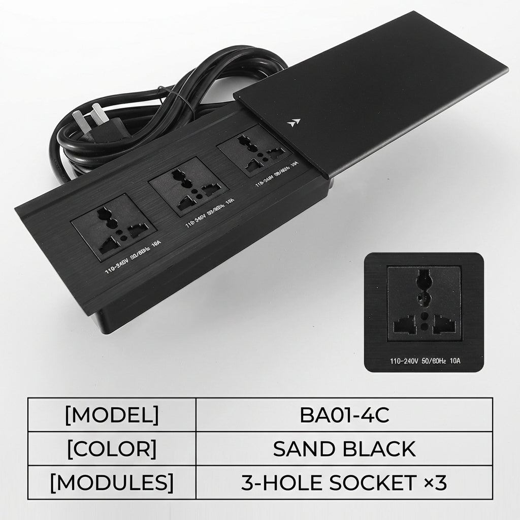 Sliding Desk Power Strip with Wireless Charger