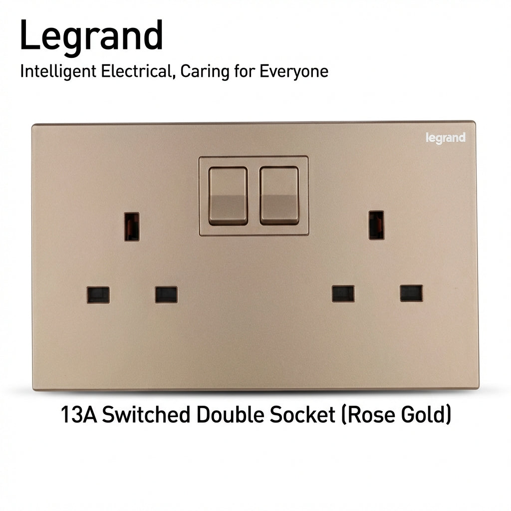 Legrand Rose Gold 13A Switched Wall Socket with USB
