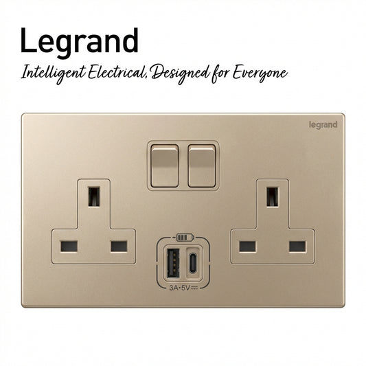 Legrand Rose Gold 13A Switched Wall Socket with USB