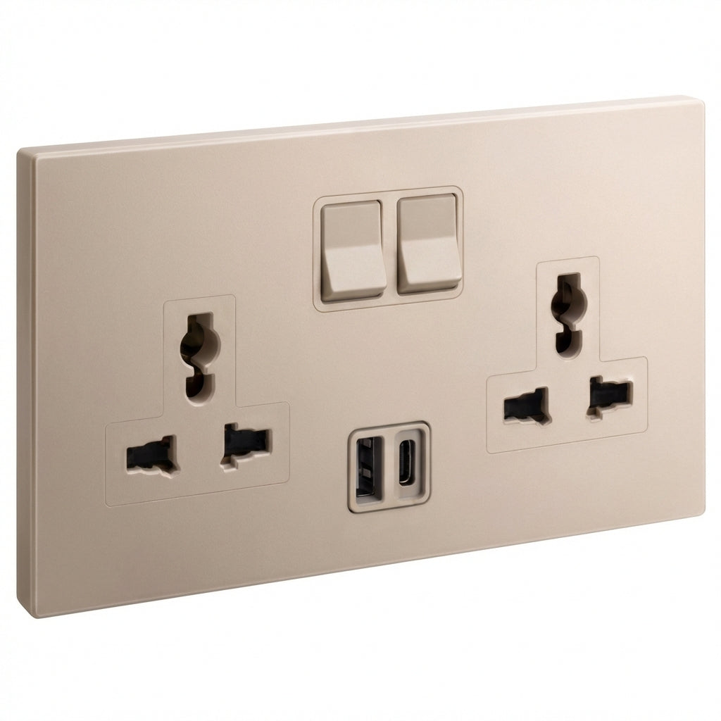 Legrand Rose Gold 13A Switched Wall Socket with USB
